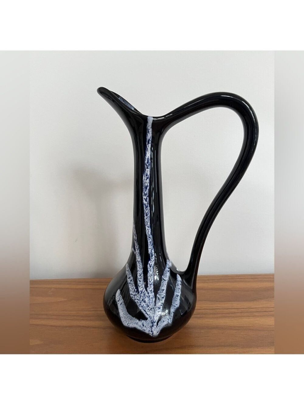 VINTAGE Blue Mountain Pottery Cobalt Granite Glaze Mid-Century Modern Jug Vase
